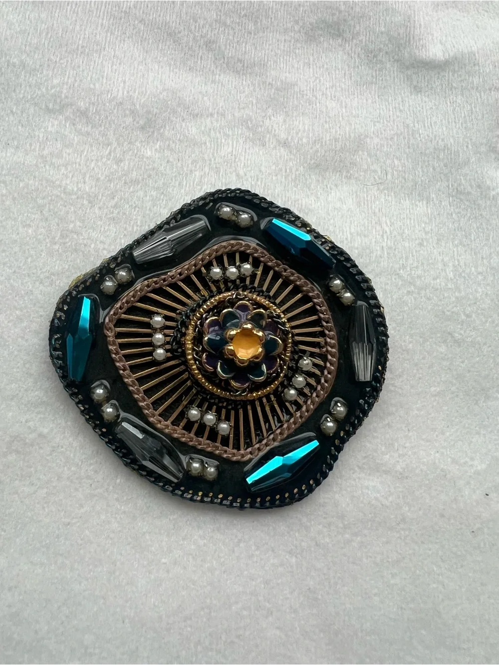 Gothic Vintage Style Beaded & Rhinestone Statement Brooch
